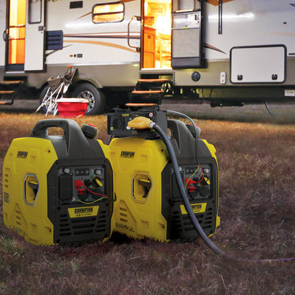2 x Stromerzeuger CHAMPION 2200W Inverter Generator "The Mighty Atom" + Champion Parallel Kit für die Inverter 92001i Reihe