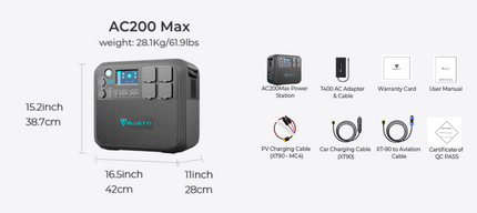BLUETTI AC200MAX Erweiterbare Powerstation | 2200 W 2048 Wh